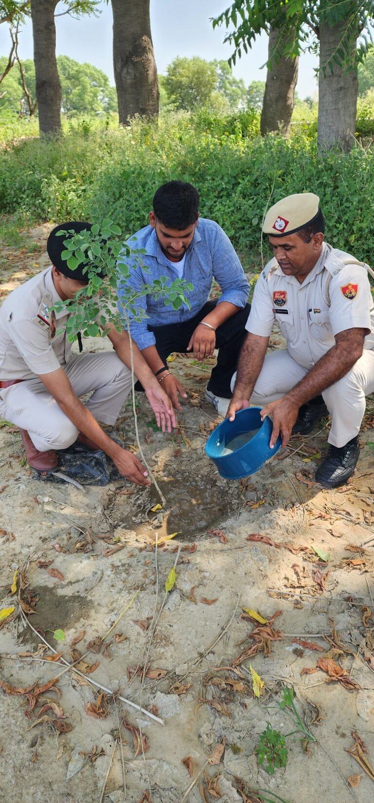 थाना व चौकी परिसर के साथ गांव मसीतां व लम्बी में ग्रामीणों के साथ लगाए 450 पौधे